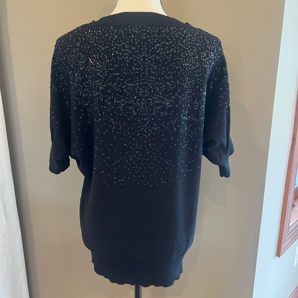 Women's Beautiful Calvin Klein Sequined black silk blend sweater, Size L - Picture 3 of 9